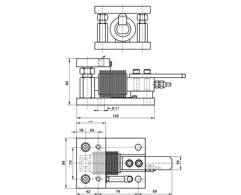 Dimension Drawing of TJH-8M Weighing Module