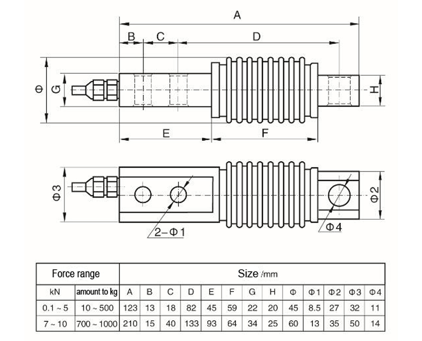 Dimension Drawing of TJH-8 Bellow Type Load Cell