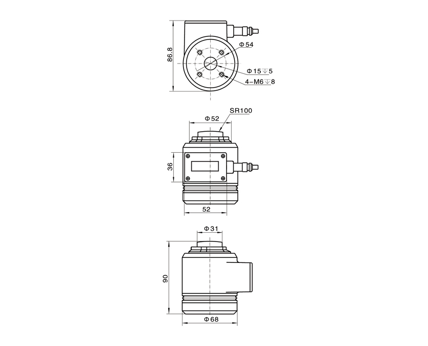 Dimension Drawing of TJH-3X Column Type Load Cell