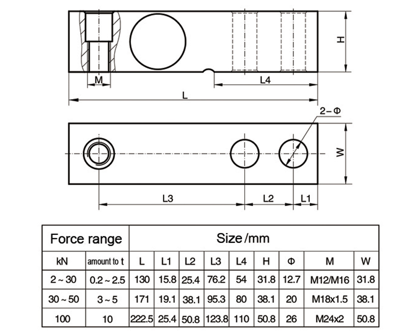 Dimension Drawing of TJH-5B Shear Beam Load Cell