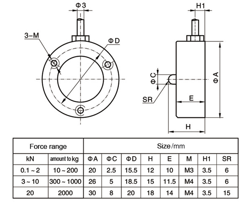 Dimension Drawing of TJH-10 Micro Load Cell