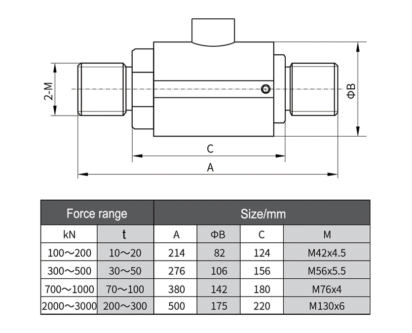 Dimension Drawing of TJL-8 Column Type Tension Load Cell