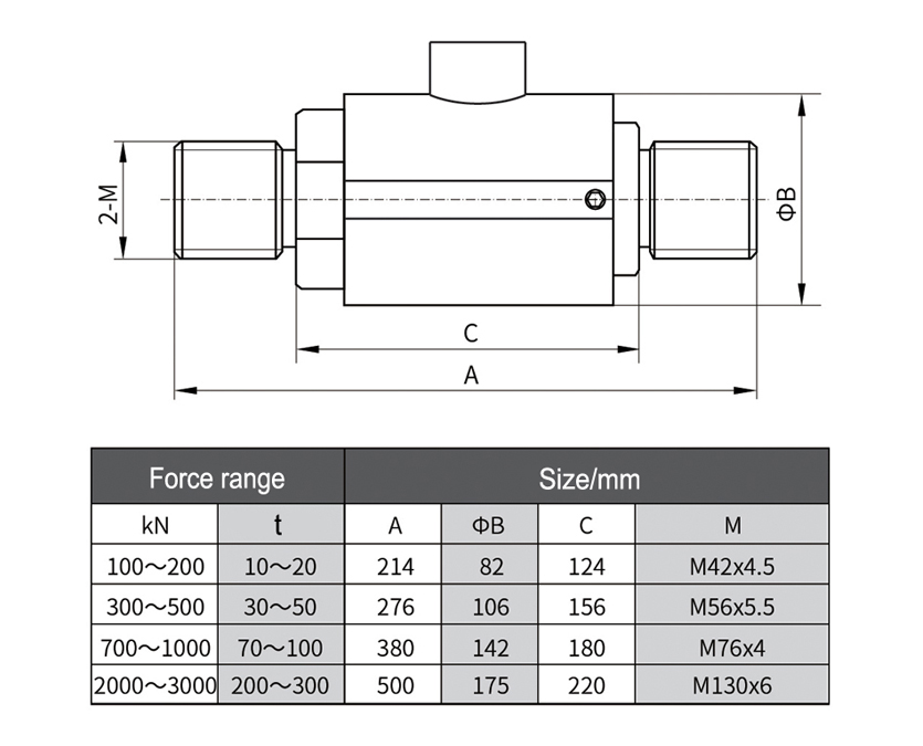 TJL-8 Column Type Tension Load Cell Dimension Drawing