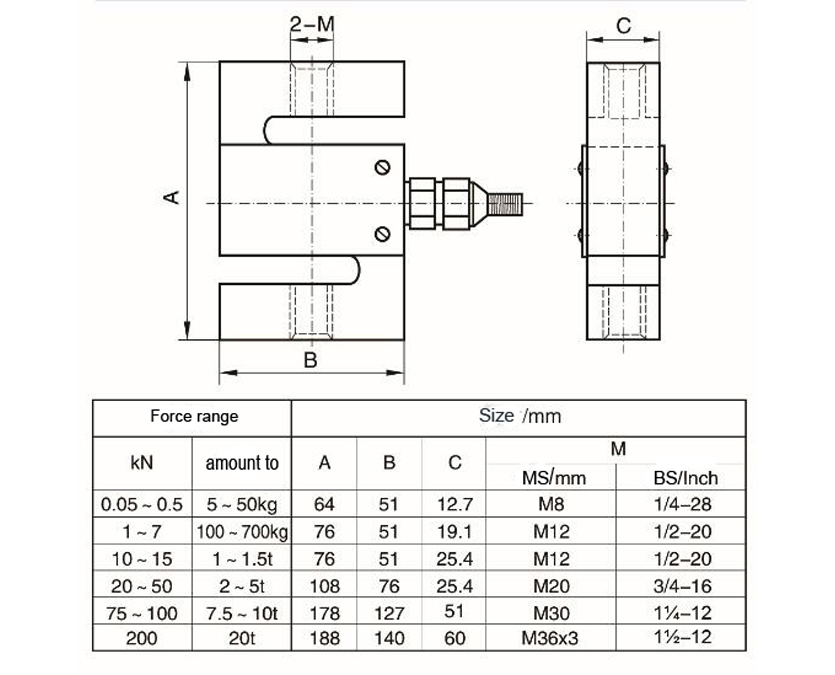 Dimension Drawing of TJL-1 S Type Load Cell