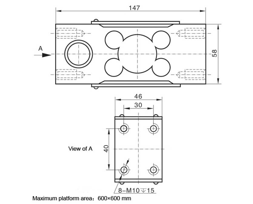 Dimension Drawing of TJH-2A Parallel Beam Load Cell