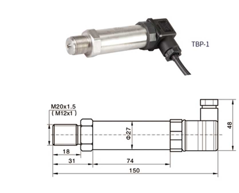 Dimension Drawing of TBP-1 Strain Gauge Pressure Sensor