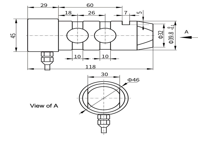Dimension Drawing of TJH-9A Pin Load Cell