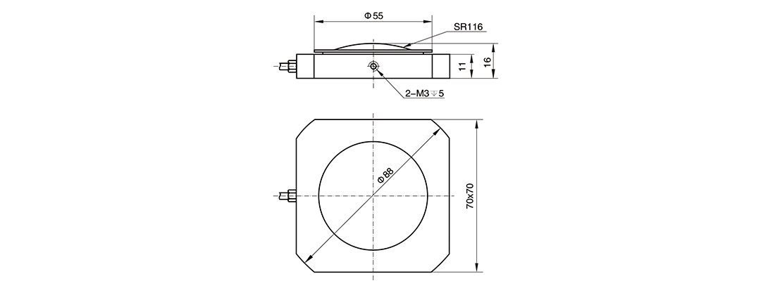 Dimensions of TJH-11 Pedal Force Load Cell