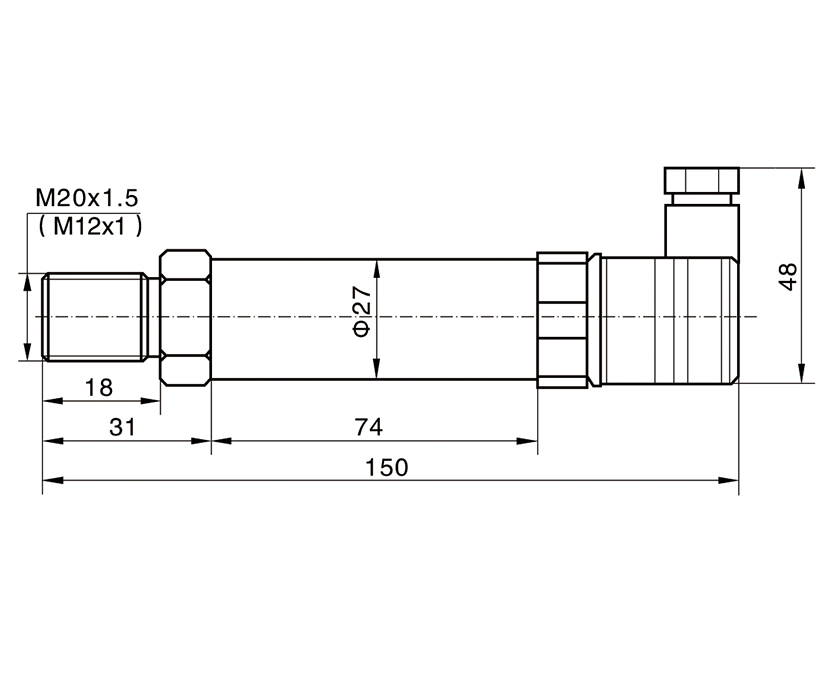 Dimension Drawing of TBP-1 Strain Gauge Pressure Sensor