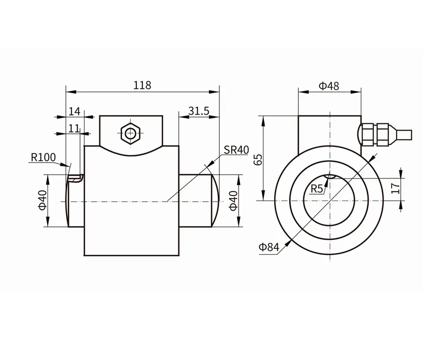 Dimension Drawing of TJH-3B Column Load Cell